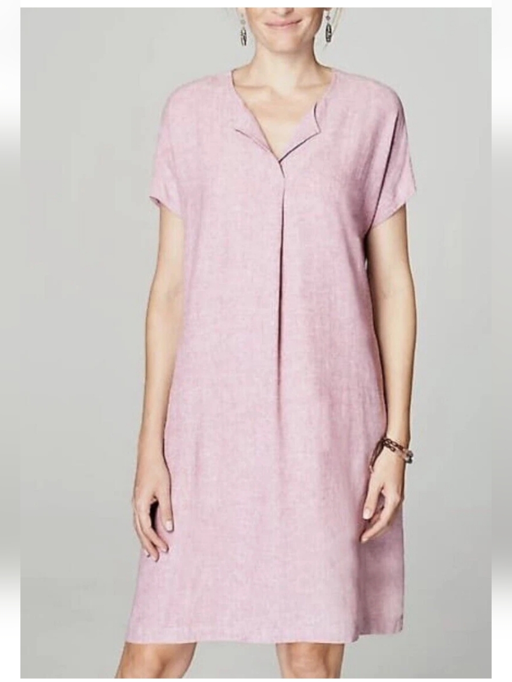 J. Jill Pure Jill Linen Blend Chambray Orchid Day At The Beach Relaxed Fit Dress